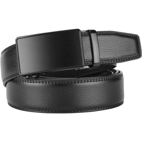Men's Real Leather Ratchet Dress Casual Belt, Cut to Exact Fit,Elegant Gift Box - Picture 2 of 7